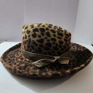 Leopard Print Fedora Hat with Bow
